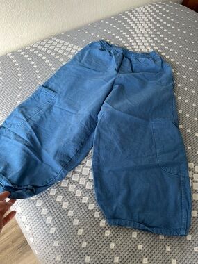 Wide Leg Cargo Pants in Medium Blue